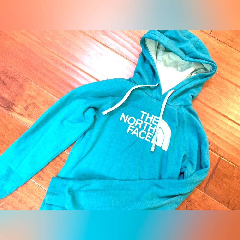 Woman's The North Face cotton blend turquoise hoodie sweatshirt sz XS